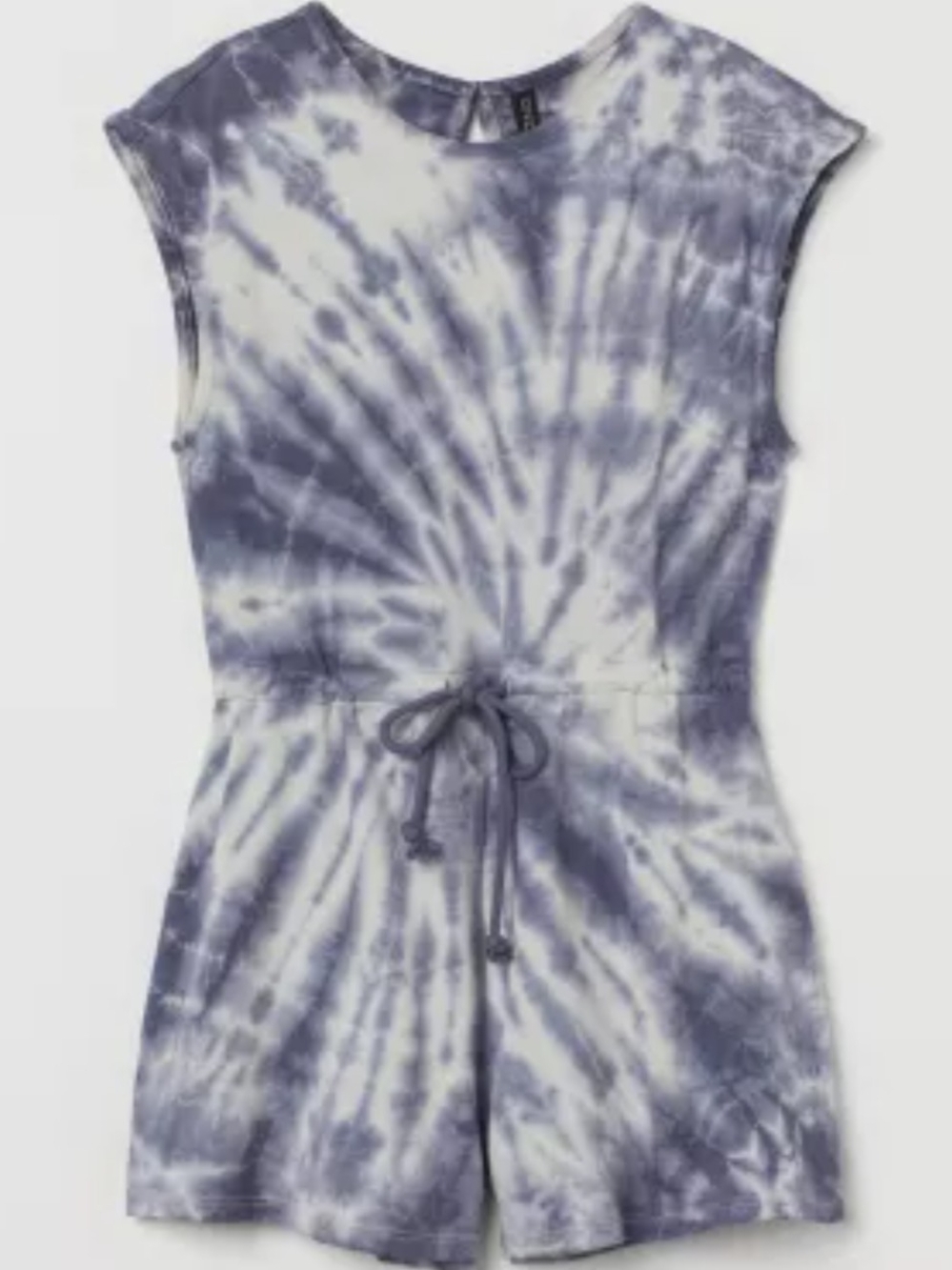 H&M Divided Tie-Dye Gray/Cream One-Piece Romper With Tie Waist